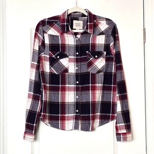 Thread & Supply Womens Flannel Plaid Pearl Snap Button-up Shirt Size M